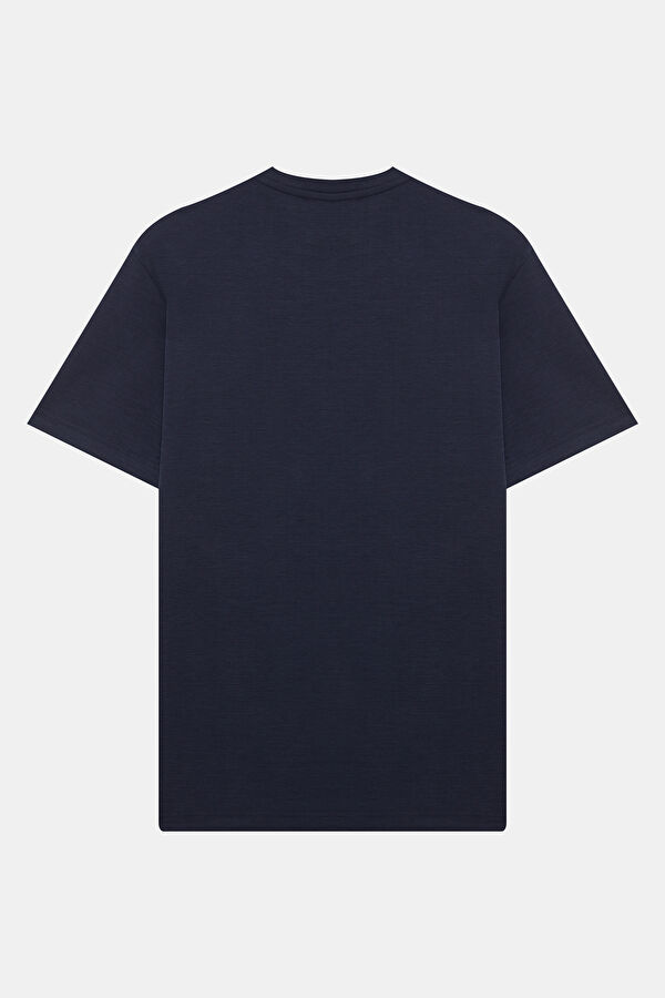 Navy Crew Neck Printed Men's T-Shirt 2