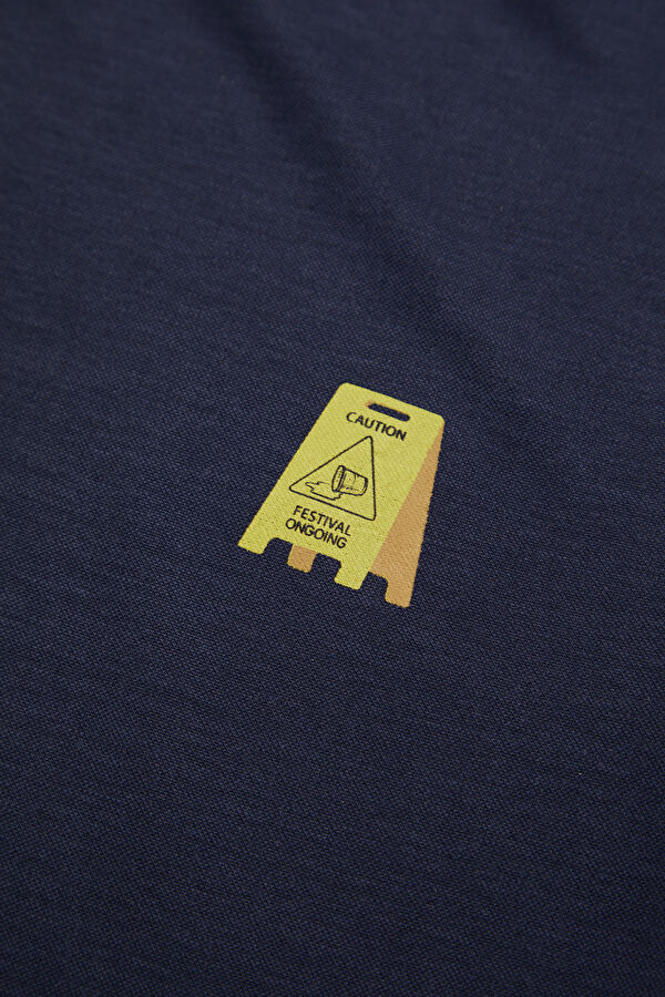 Navy Crew Neck Printed Men's T-Shirt 4
