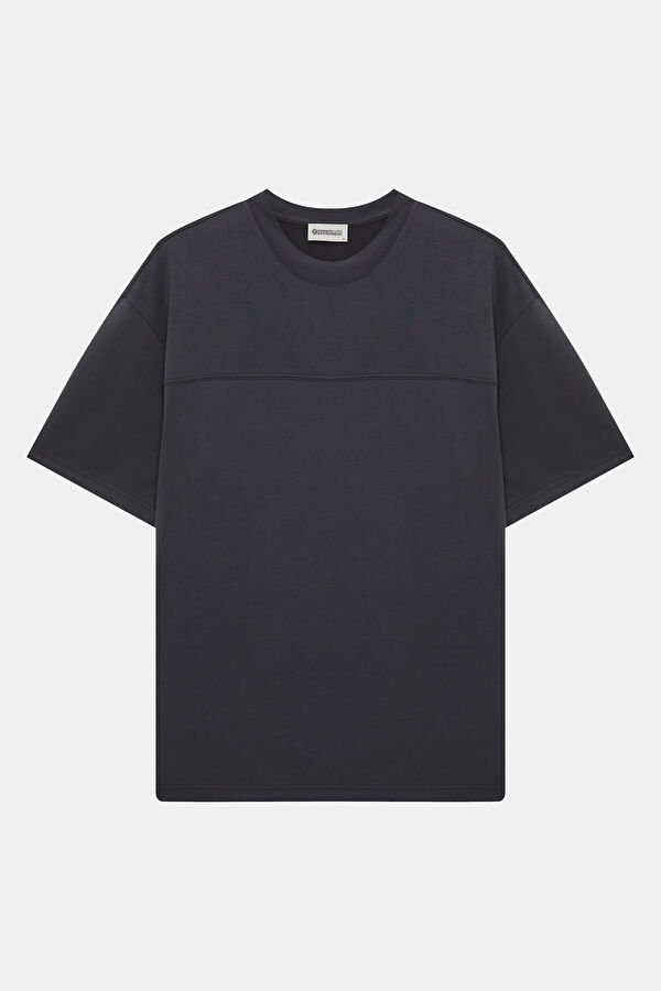 Dark Gray Crew Neck Printed Men's T-Shirt
