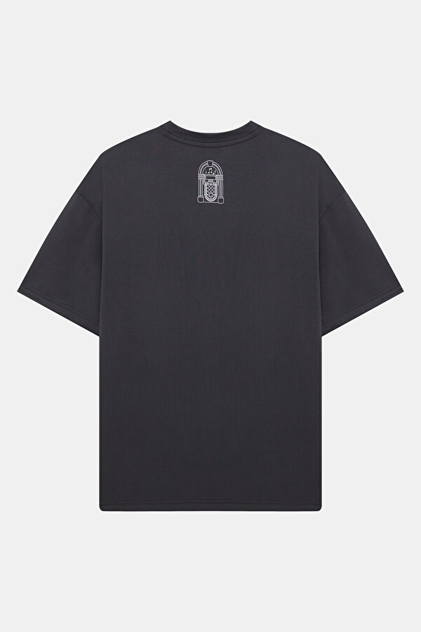 Dark Gray Crew Neck Printed Men's T-Shirt 2