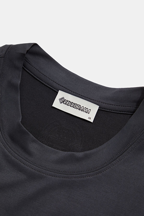 Dark Gray Crew Neck Printed Men's T-Shirt 3