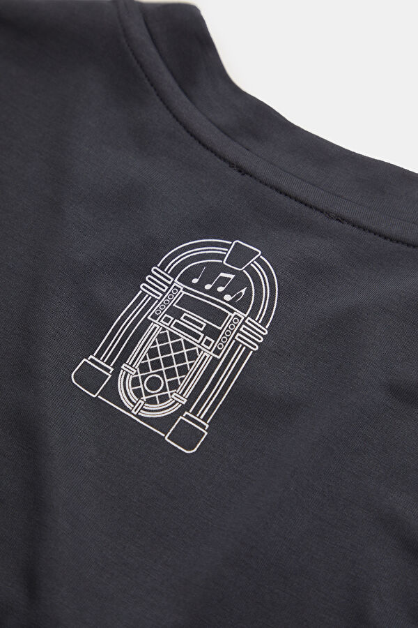 Dark Gray Crew Neck Printed Men's T-Shirt 5