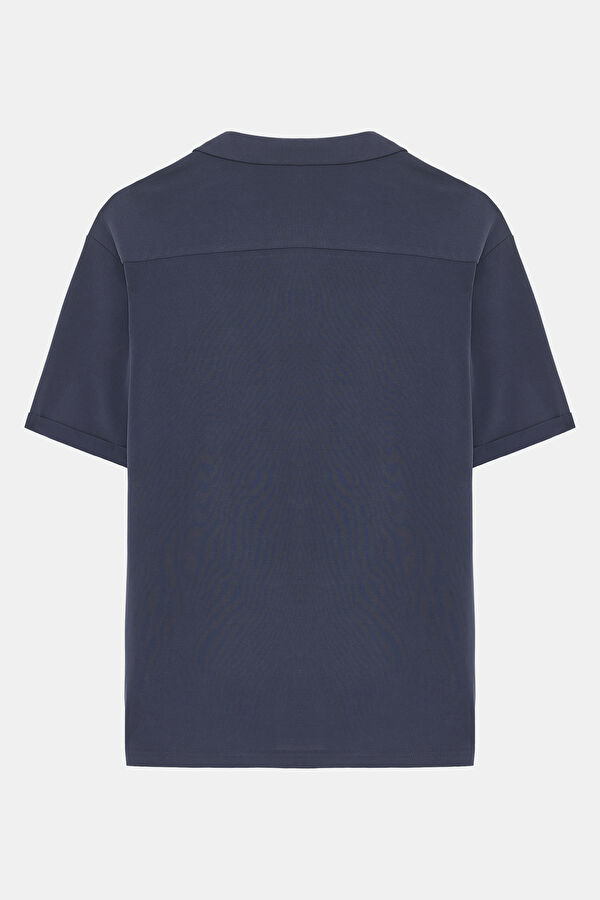 Navy Resort Collar Men's Shirt 2