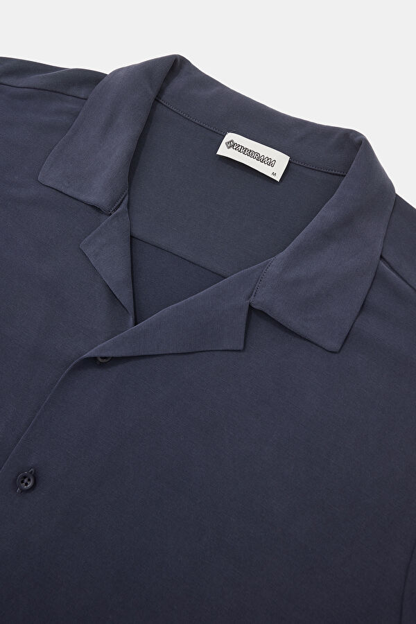 Navy Resort Collar Men's Shirt 3