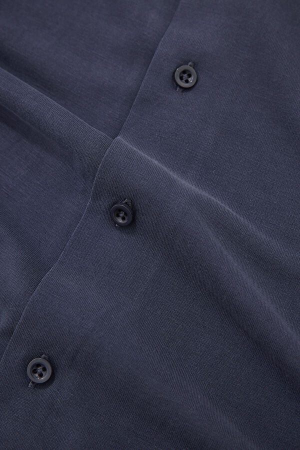 Navy Resort Collar Men's Shirt 4