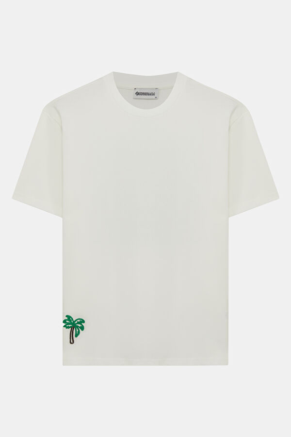 White Crew Neck Printed Men's T-Shirt