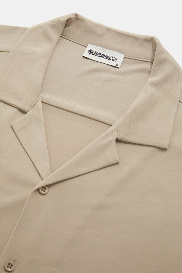 Stone Embellished Resort Collar Men's Shirt 6