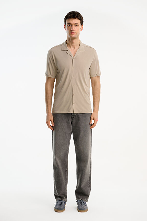 Stone Embellished Resort Collar Men's Shirt 3