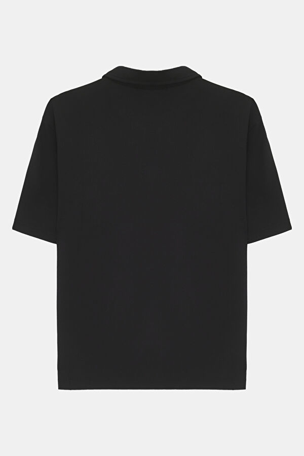 Black Polo Collar Men's T-Shirt with Trim Details 2
