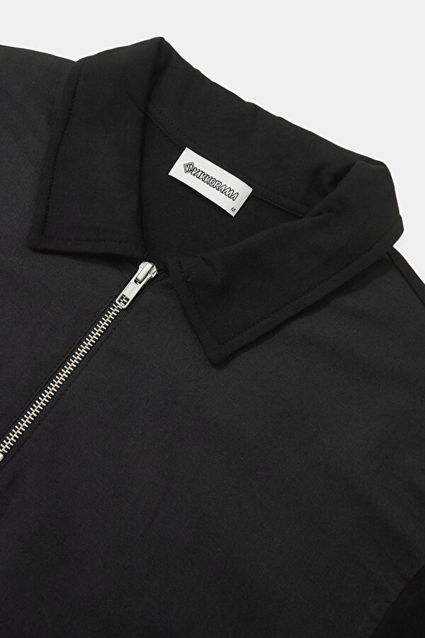 Black Polo Collar Men's T-Shirt with Trim Details 3