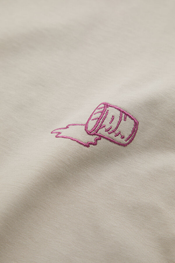 Light Grey Crew Neck Embroidered Men's T-Shirt 7