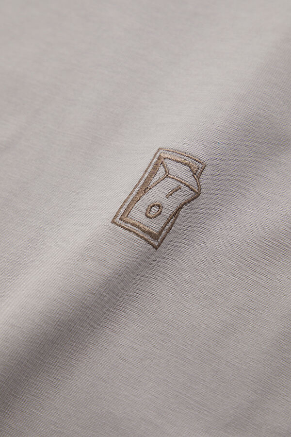 Gray Crew Neck Embroidered Men's T-Shirt 7