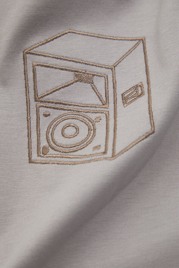 Gray Crew Neck Embroidered Men's T-Shirt 8