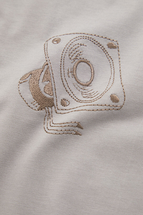 Gray Crew Neck Embroidered Men's T-Shirt 9