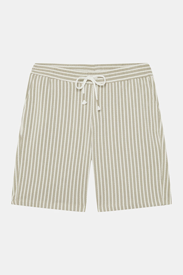 Beige Patterned Men's Shorts