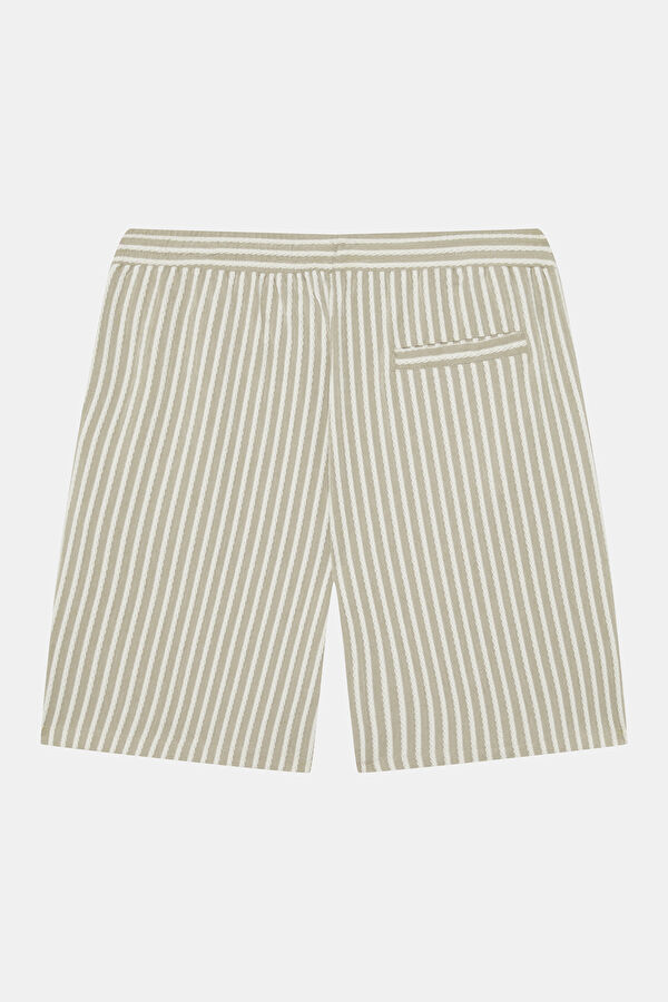 Beige Patterned Men's Shorts 2