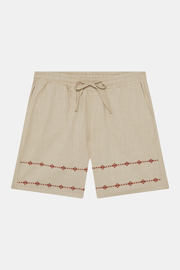 Natural Embroidered Men's Shorts