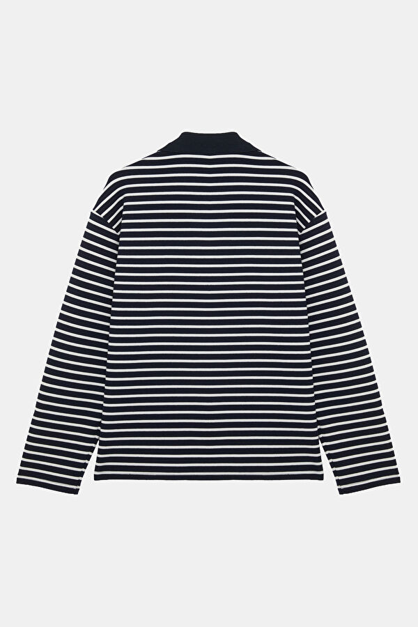 Lacivert Polo Yaka Erkek Sweatshirt 2