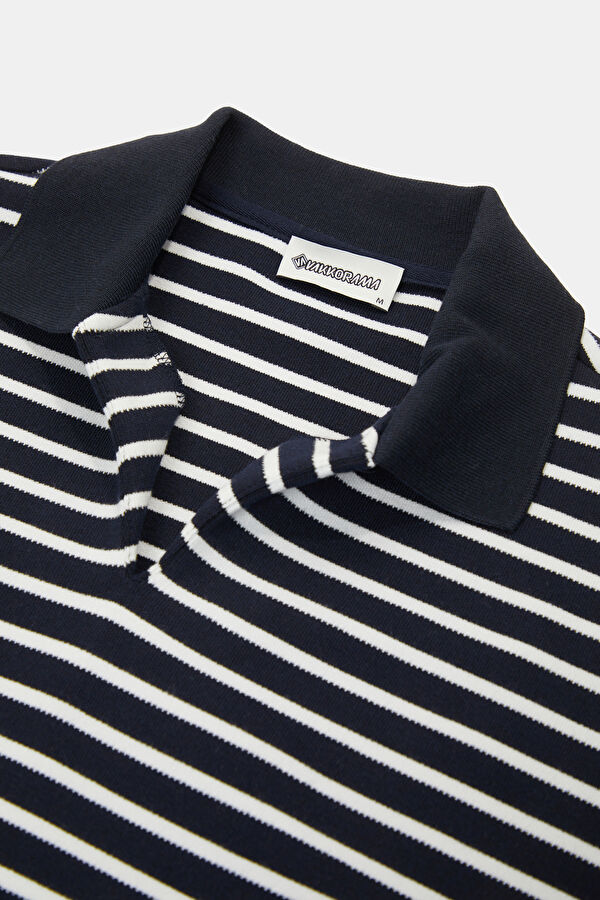 Lacivert Polo Yaka Erkek Sweatshirt 3