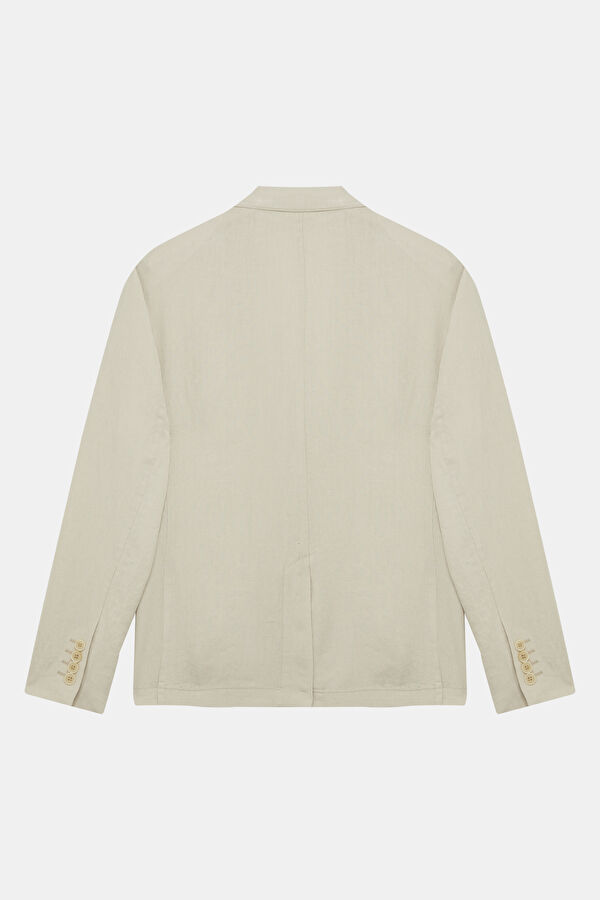 Natural Buttoned Linen Men's Jacket 2