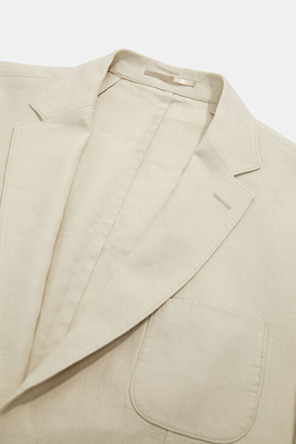 Natural Buttoned Linen Men's Jacket 3