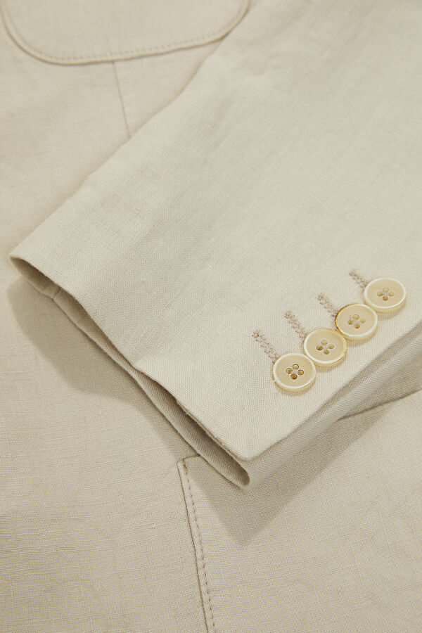 Natural Buttoned Linen Men's Jacket 5