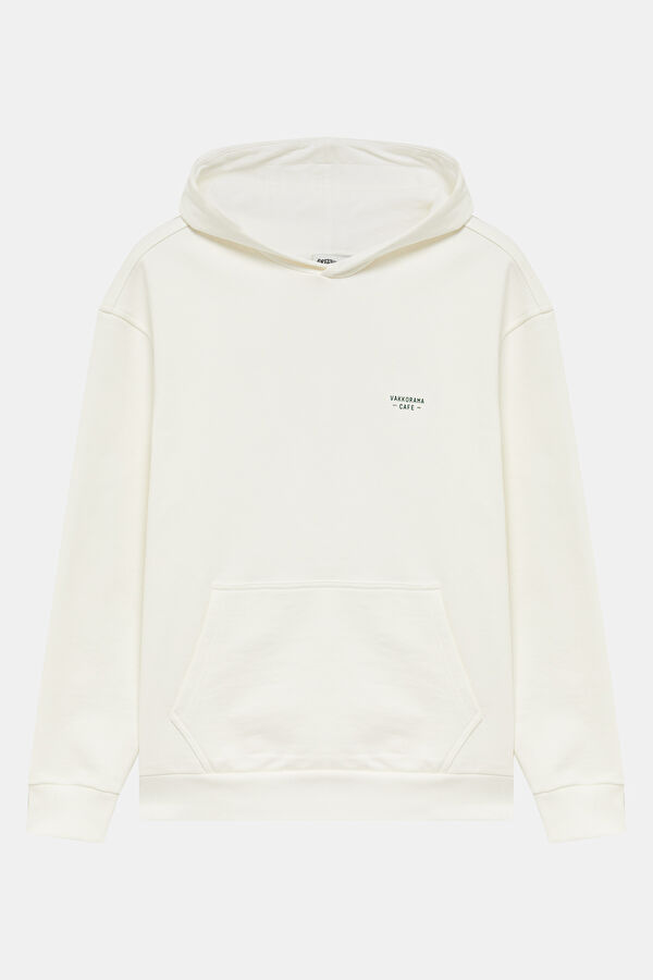 Ekru Kapuşonlu Kadın Sweatshirt