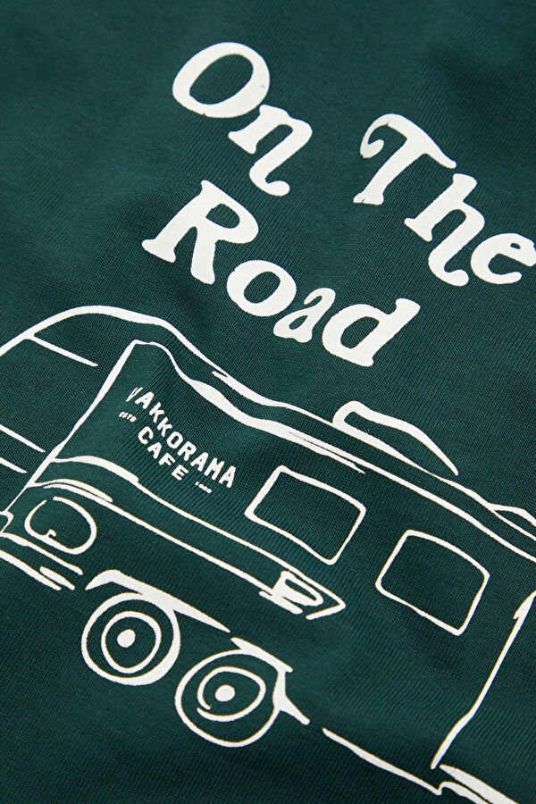 Green Crew Neck Printed T-Shirt 5