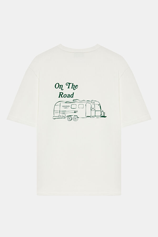 Ecru Crew Neck Printed T-Shirt 2