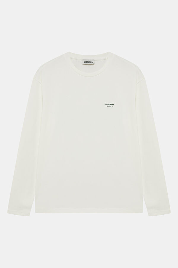 Ecru Crew Neck Printed T-Shirt