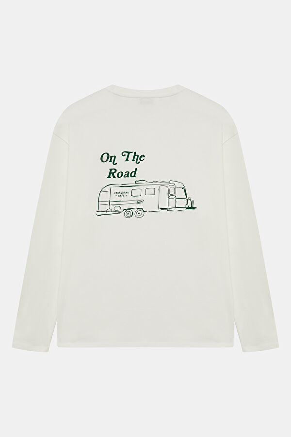 Ecru Crew Neck Printed T-Shirt 2