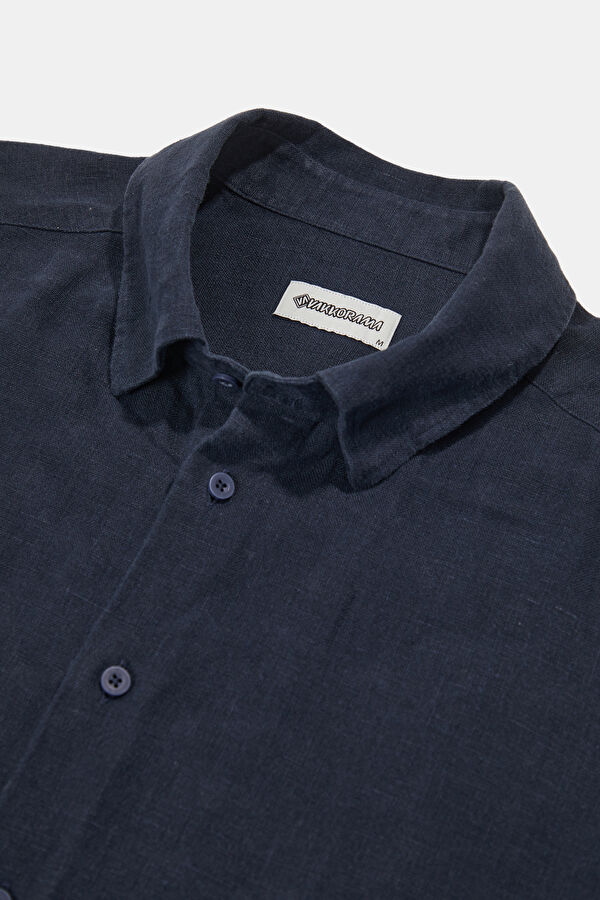 Navy Embroidered Regular Men's Shirt 3