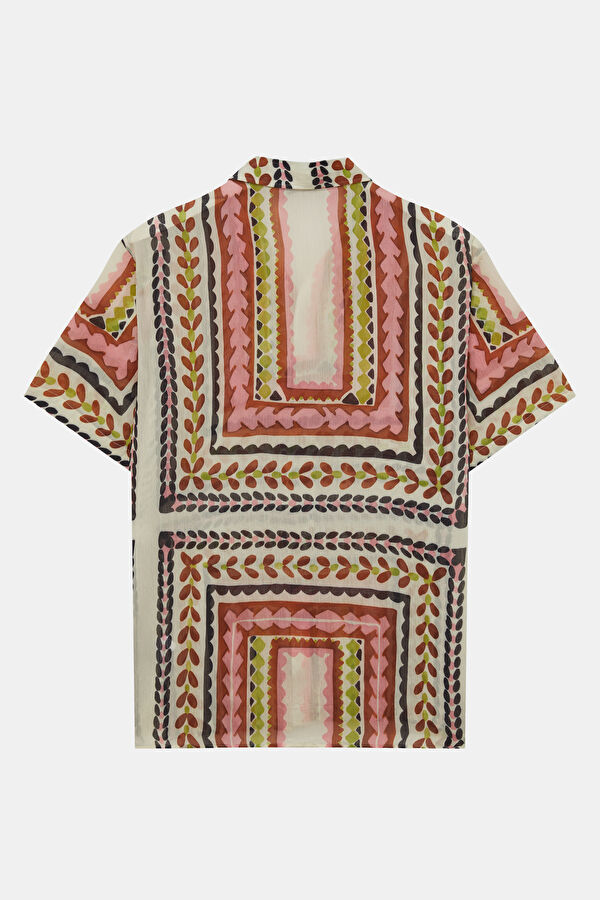 Multicolored Patterned Resort Collar Men's Shirt 2