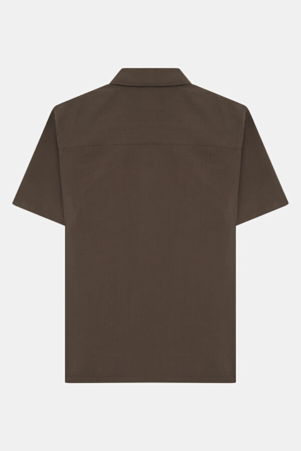 Brown Embroidered Regular Men's Shirt 5