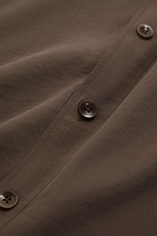 Brown Embroidered Regular Men's Shirt 7