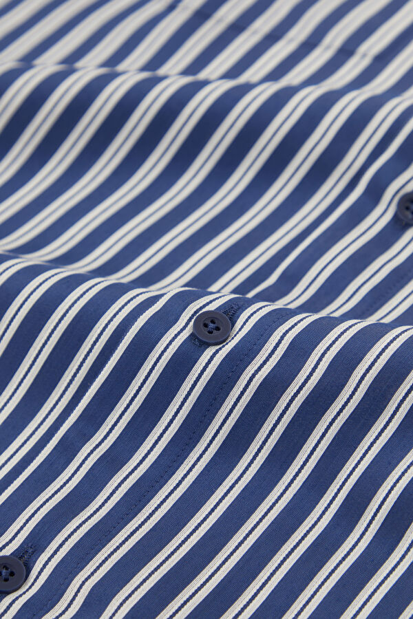 Navy Striped Regular Pattern Men's Shirt 4