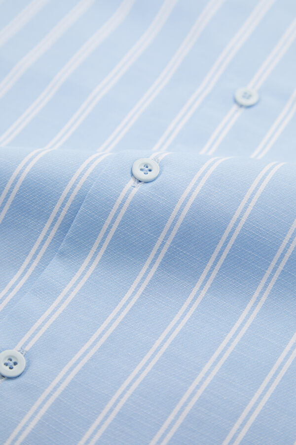 Blue Striped Resort Collar Men's Shirt 7