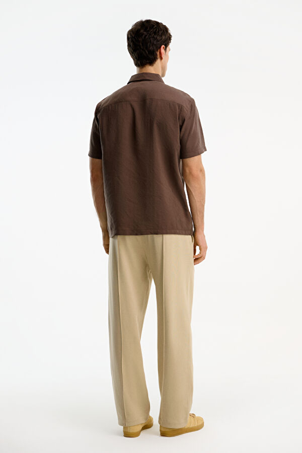 Brown Embroidered Regular Men's Shirt 2