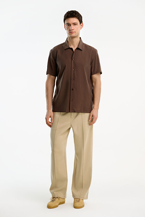 Brown Embroidered Regular Men's Shirt 3