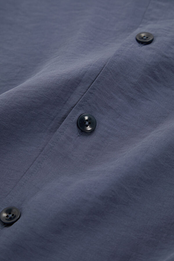 Navy Embroidered Regular Men's Shirt 8