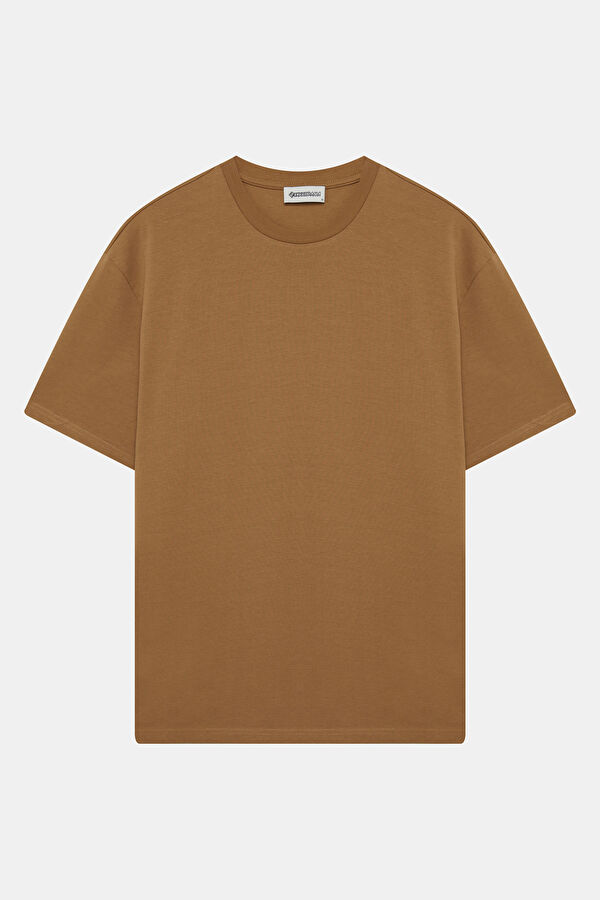 Camel Bisiklet Yaka Baskılı Erkek T-Shirt