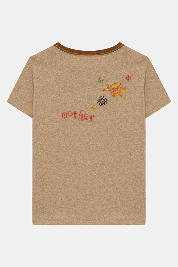 Bej Desenli Kadın T-Shirt 5