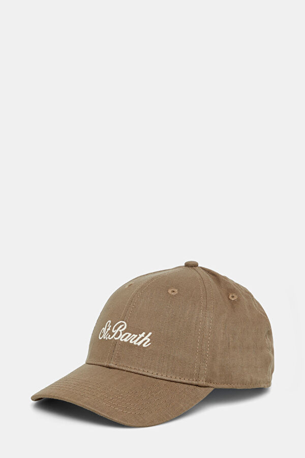 Coffee Embroidered Linen Hat
