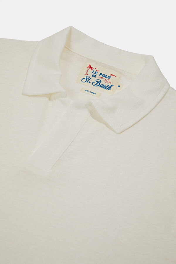 Relax Kalıp Beyaz Polo Yaka Erkek T-Shirt 3