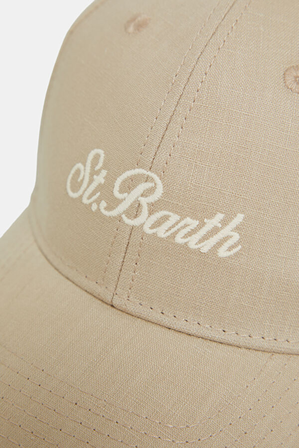 Ecru Embroidered Linen Hat 4