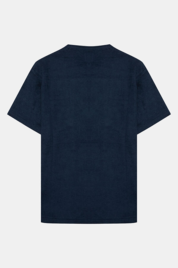 Relax Kalıp Lacivert Bisiklet Yaka Erkek T-Shirt 2