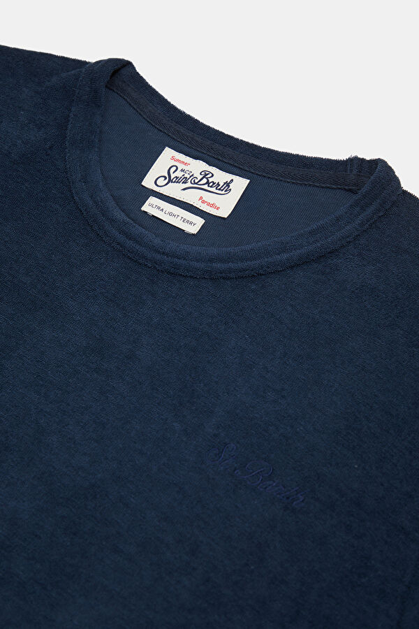Relax Kalıp Lacivert Bisiklet Yaka Erkek T-Shirt 3