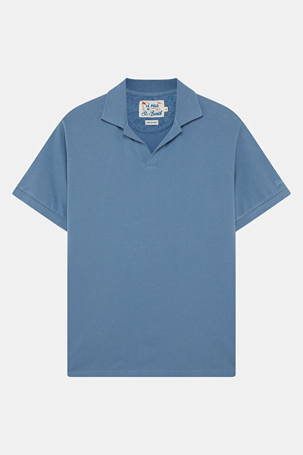 Relax Fit Blue Polo Collar Men's T-Shirt