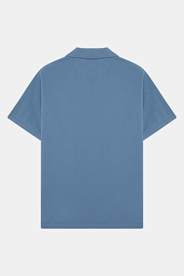 Relax Fit Blue Polo Collar Men's T-Shirt 2