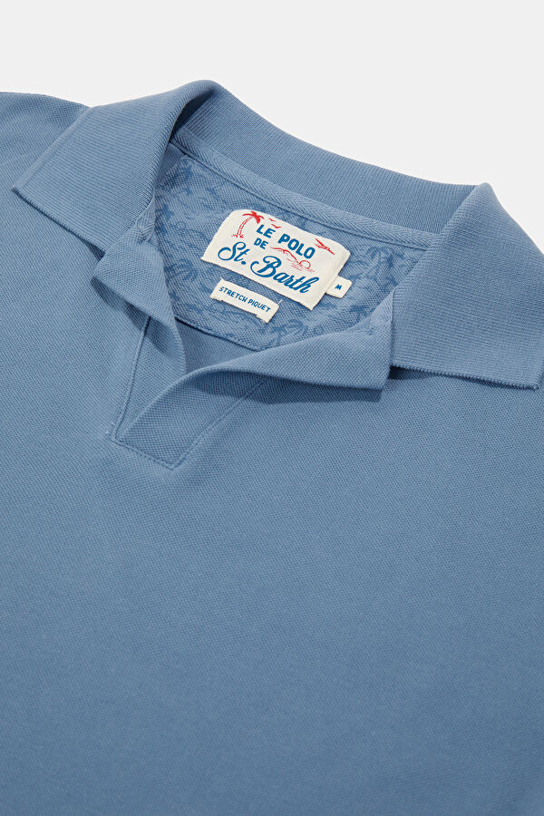 Relax Fit Blue Polo Collar Men's T-Shirt 3